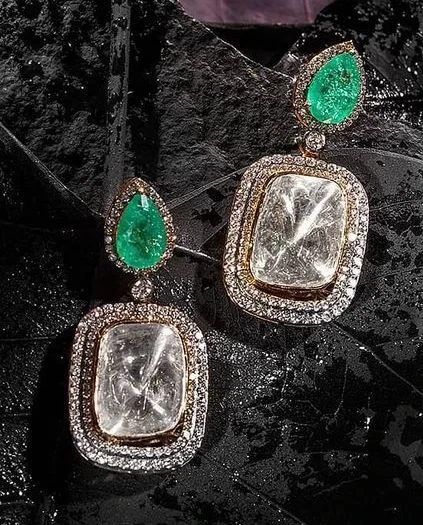 Emerald Polki Earrings