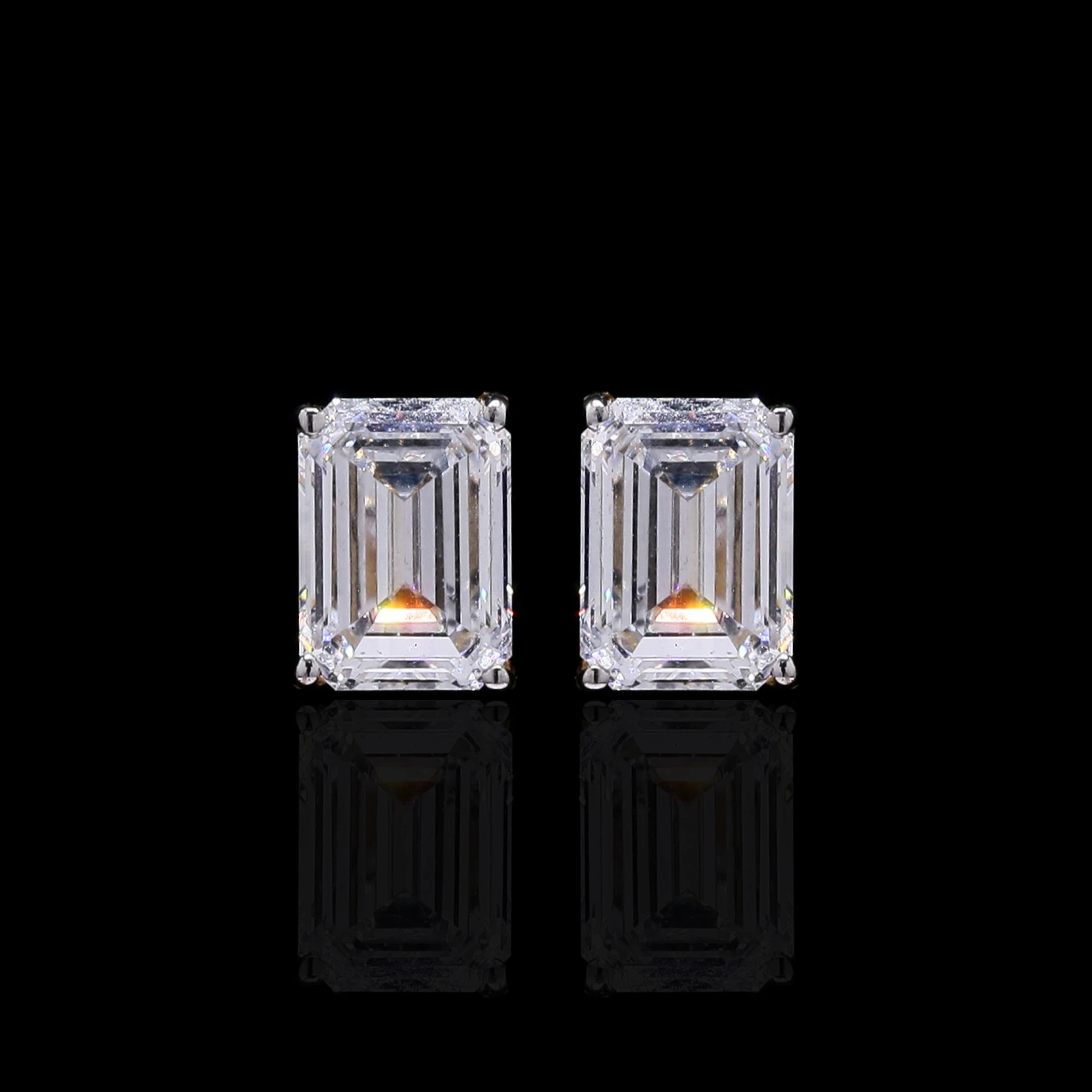 Emerald Cut Solitaire Studs