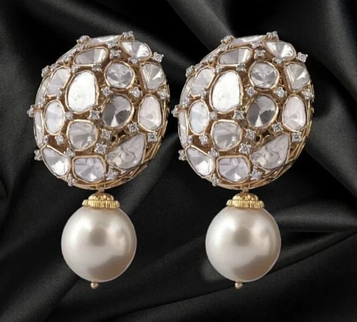 Polki Pearl Earrings