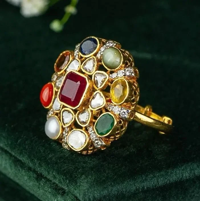 Navratna Kundan Polki Ring