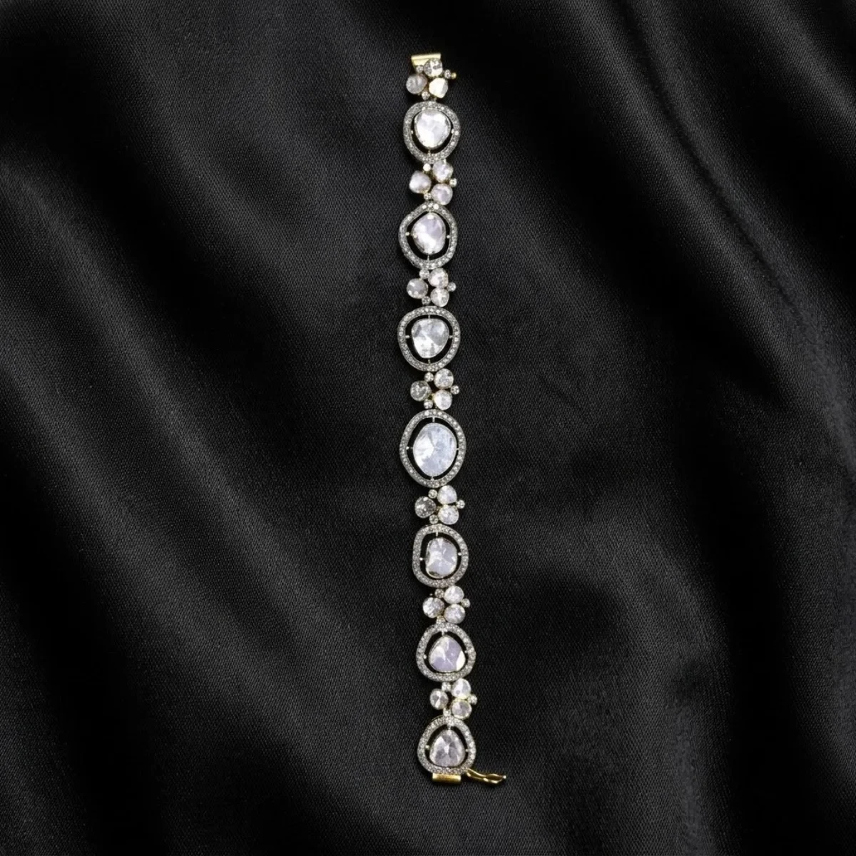 Diamond Oval Cut Polki Bracelet for Women