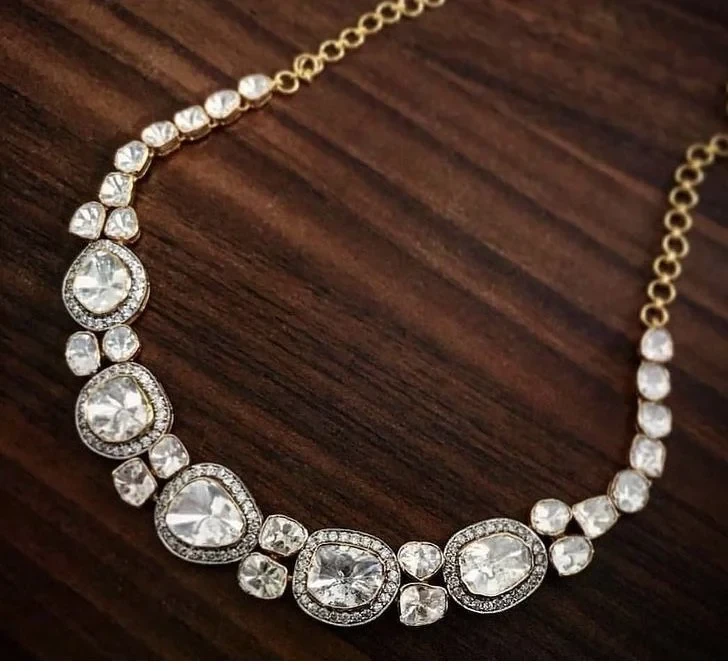 Radiant Multi Shape Polki Diamond Necklace