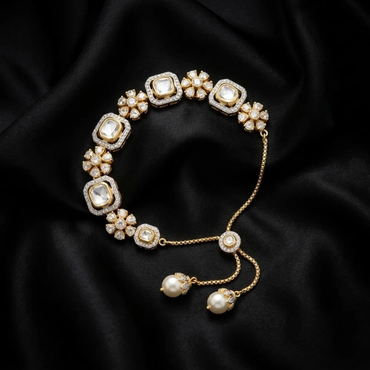 Luxury Oval Diamond Polki Bracelet for Women