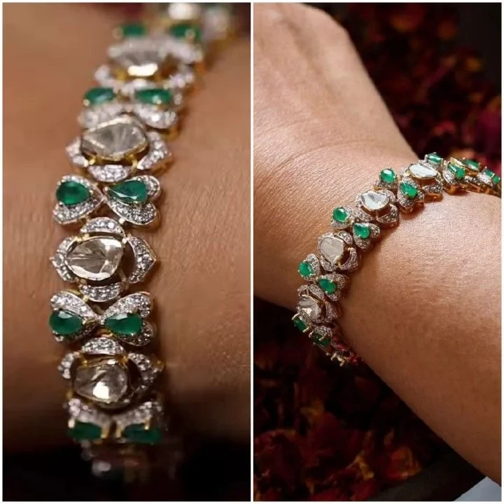 Premium Emerald Polki Bracelet