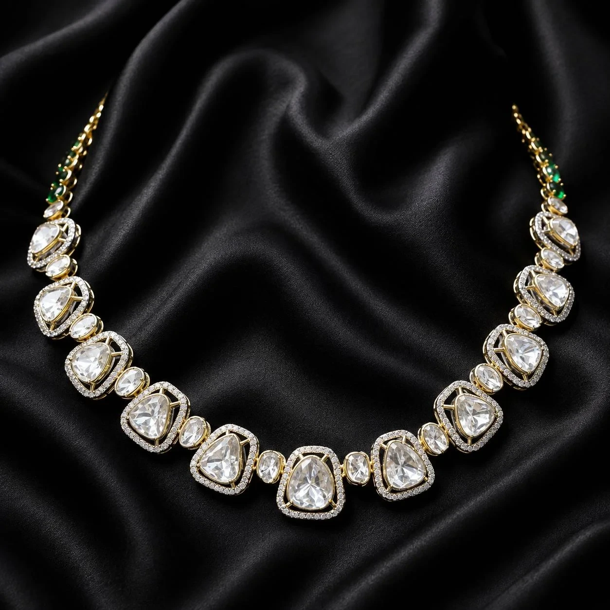Pear Shape Polki Halo Necklace