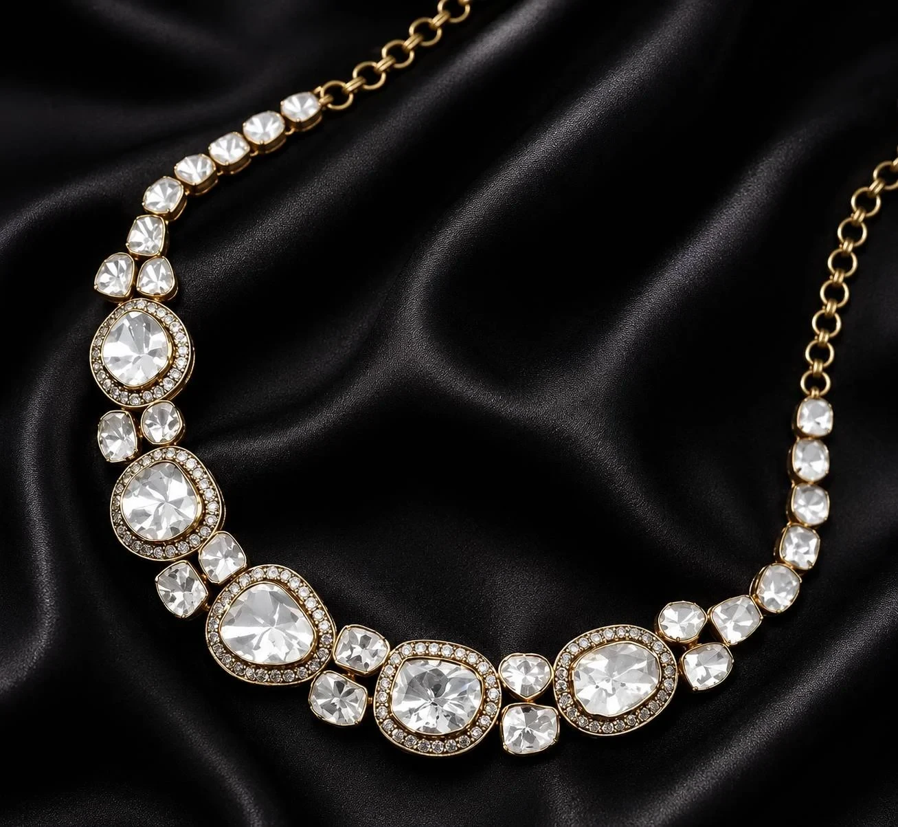 Radiant Multi Shape Polki Diamond Necklace