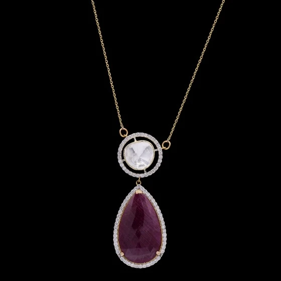 Natural Ruby Set with Polki