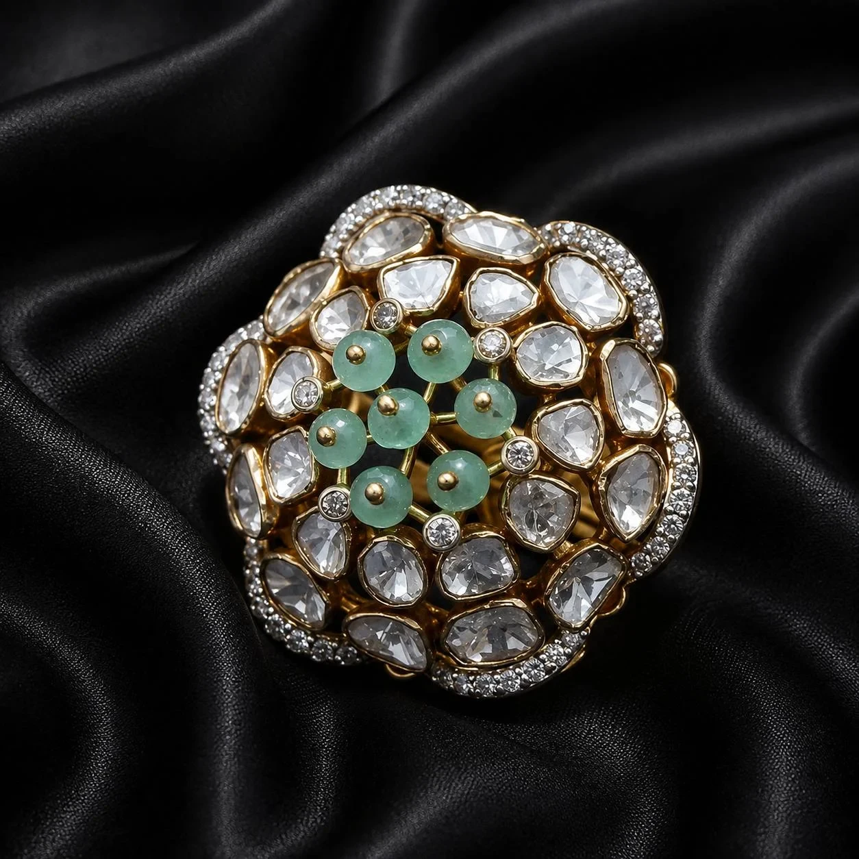 Blooming Polki Floral Ring