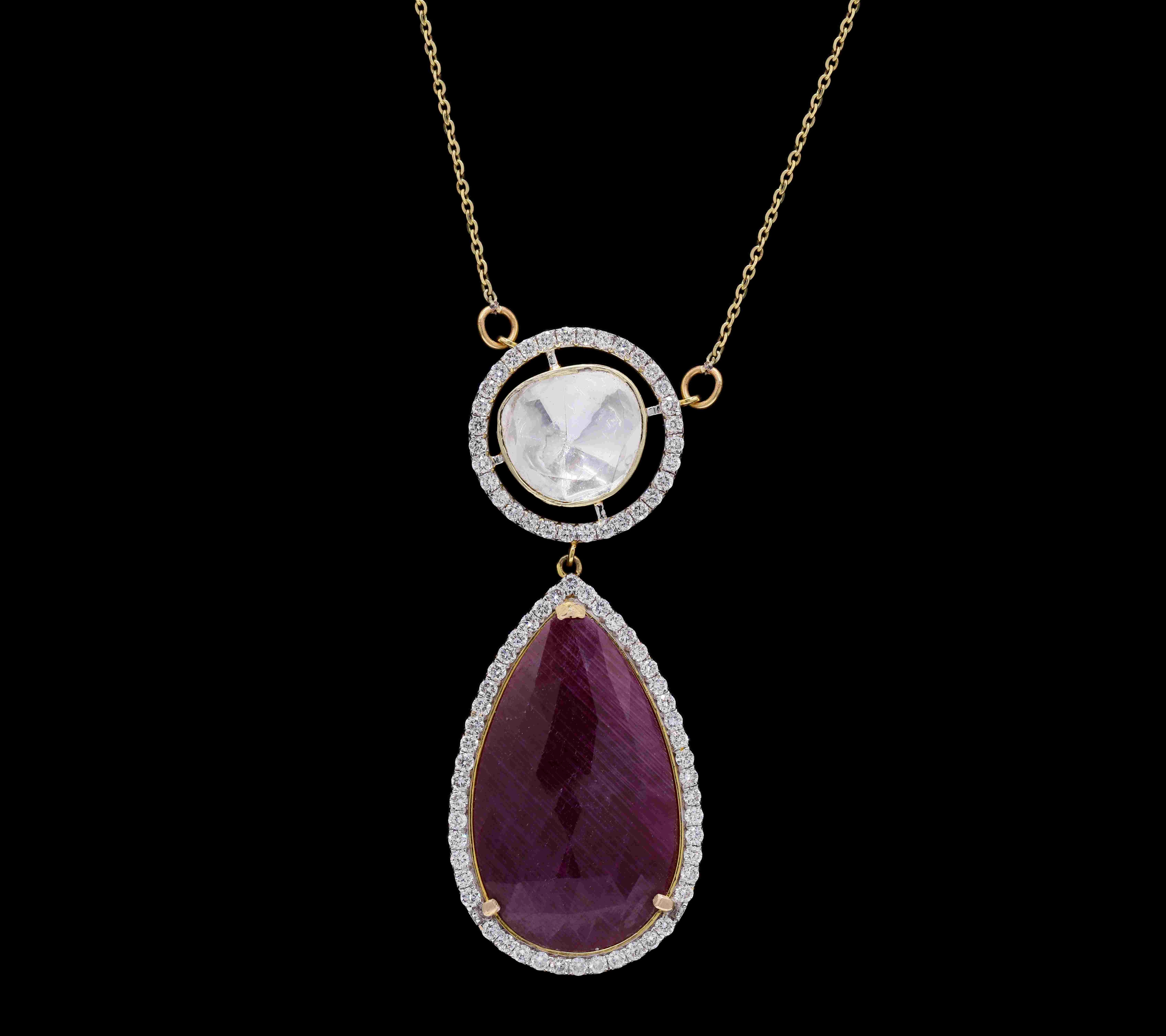 Natural Ruby Set with Polki