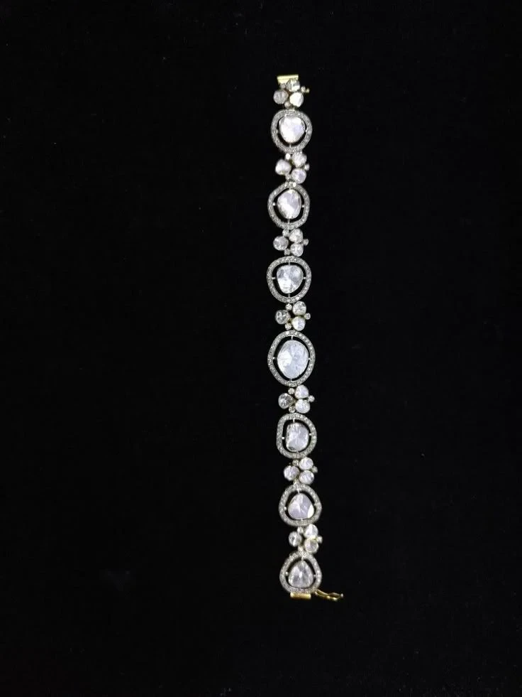 Diamond Oval Cut Polki Bracelet for Women