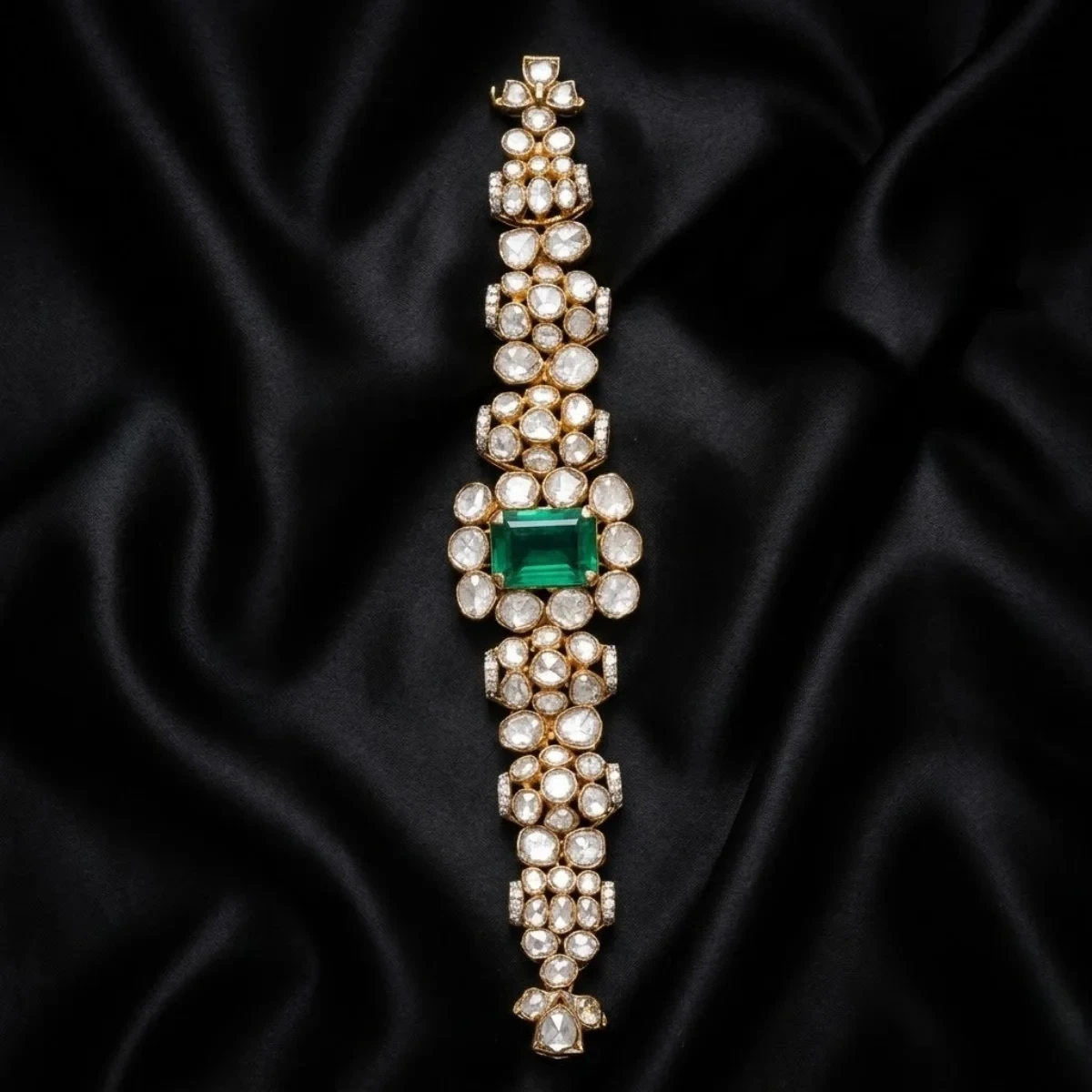 Emerald Statement Polki Diamond Bracelet