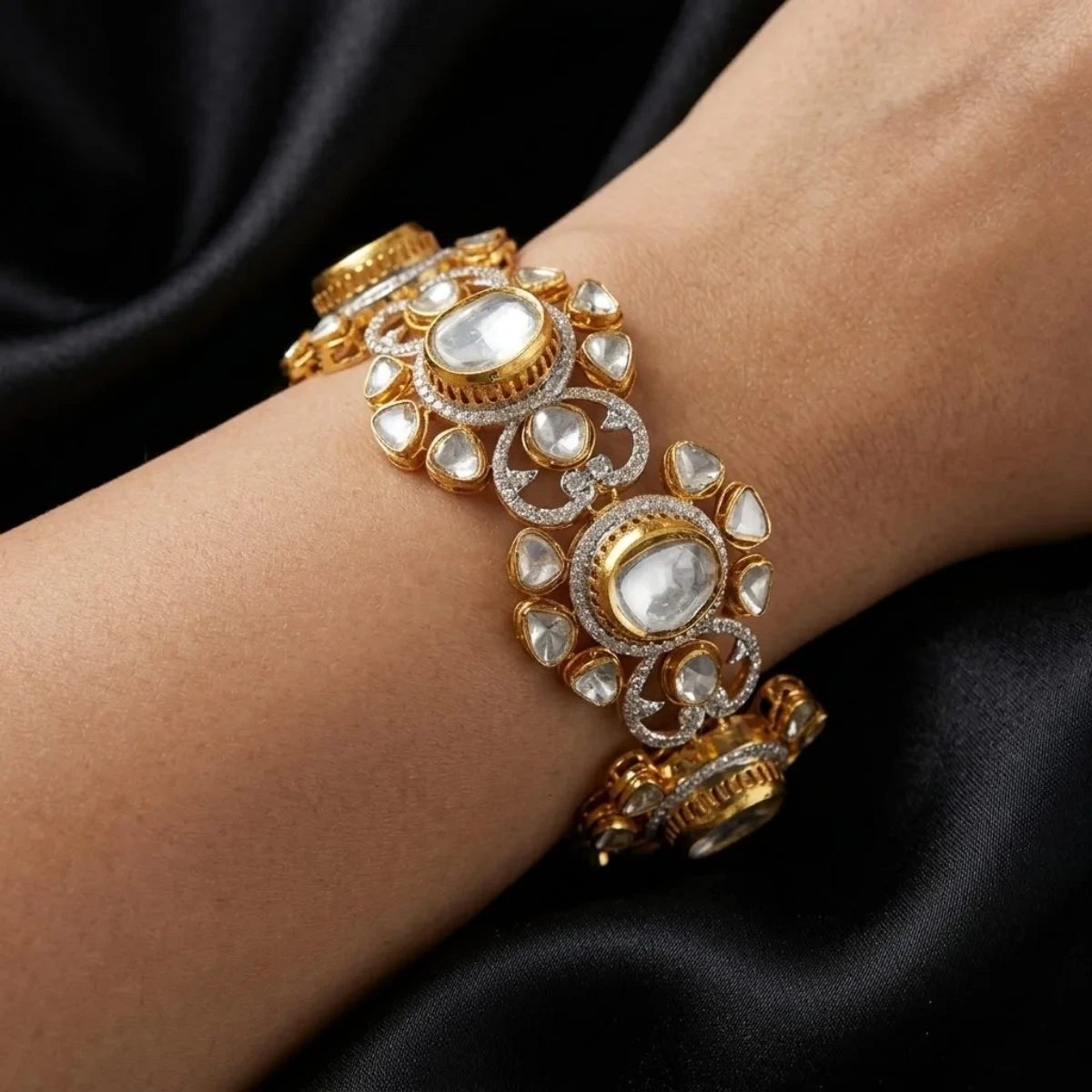 Gold & Diamond Polki Bracelet for Women