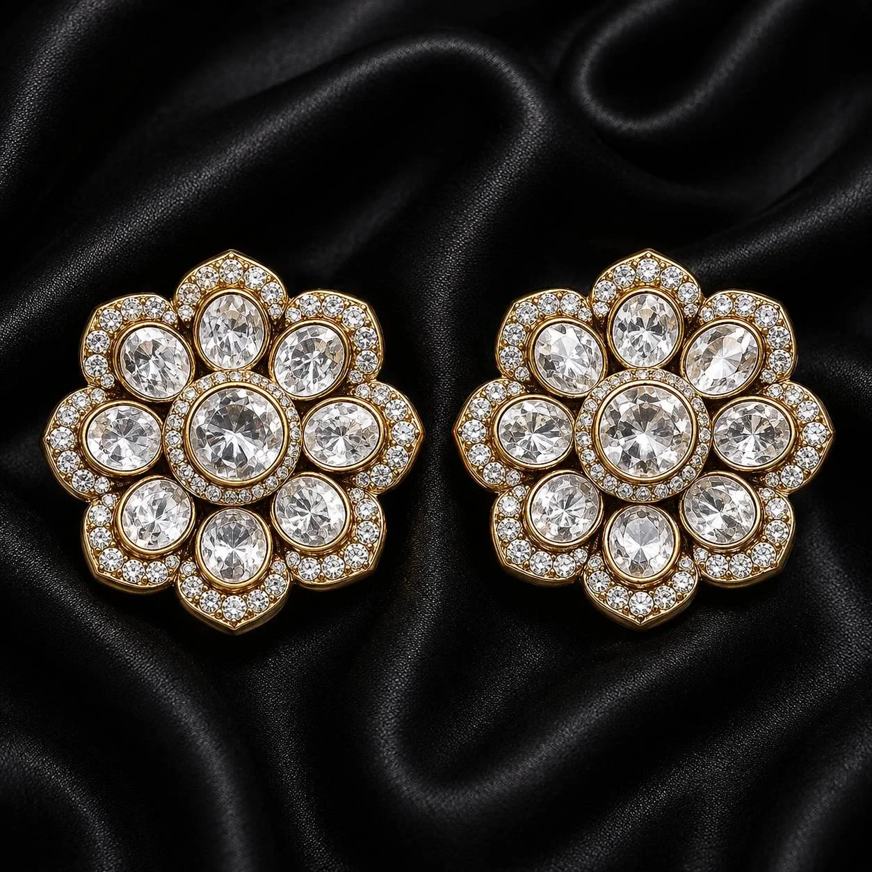 Classic Floral Polki Rings