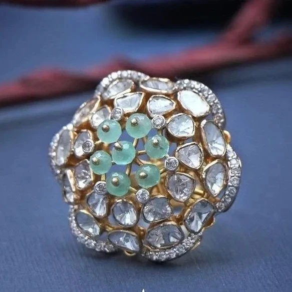 Blooming Polki Floral Ring