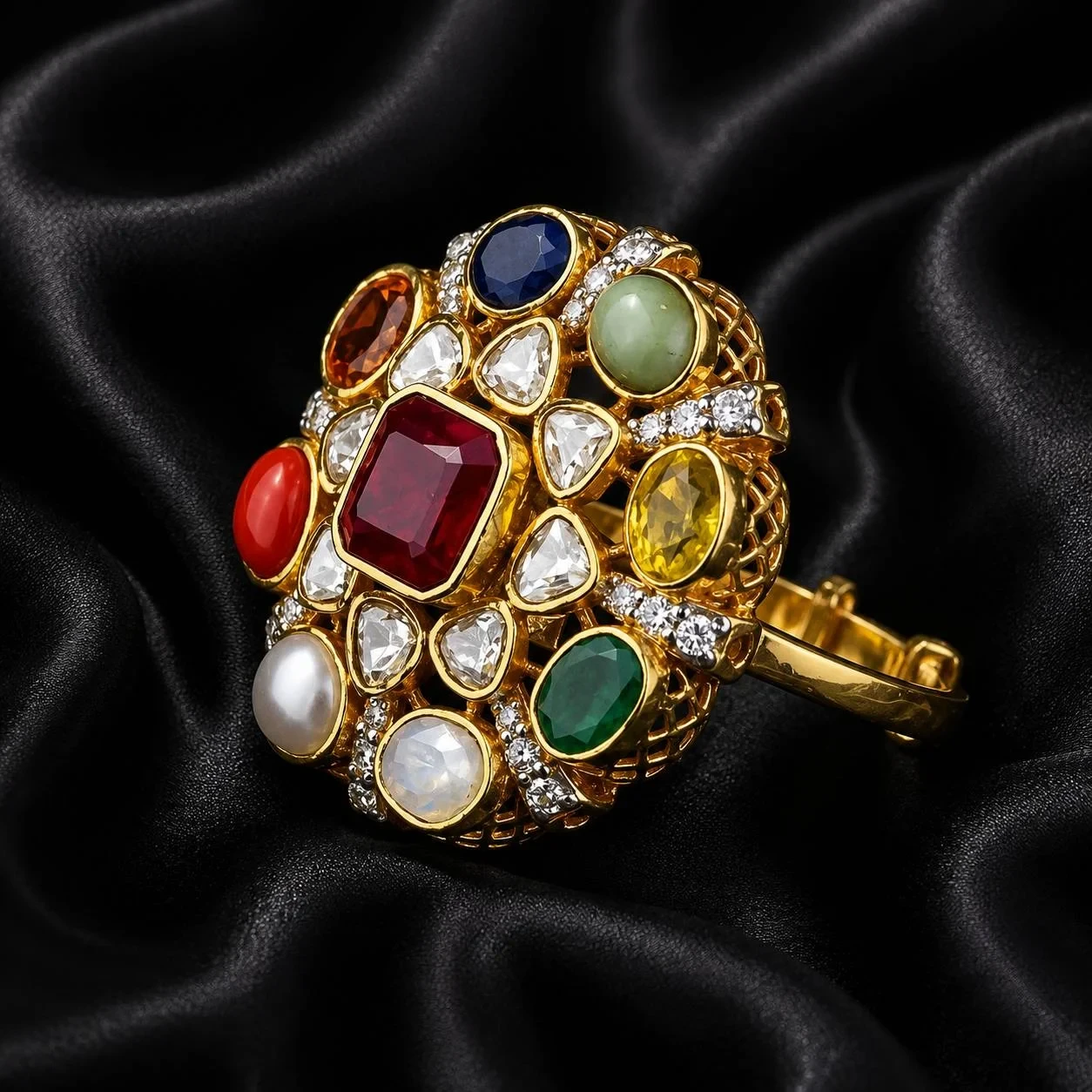 Navratna Kundan Polki Ring
