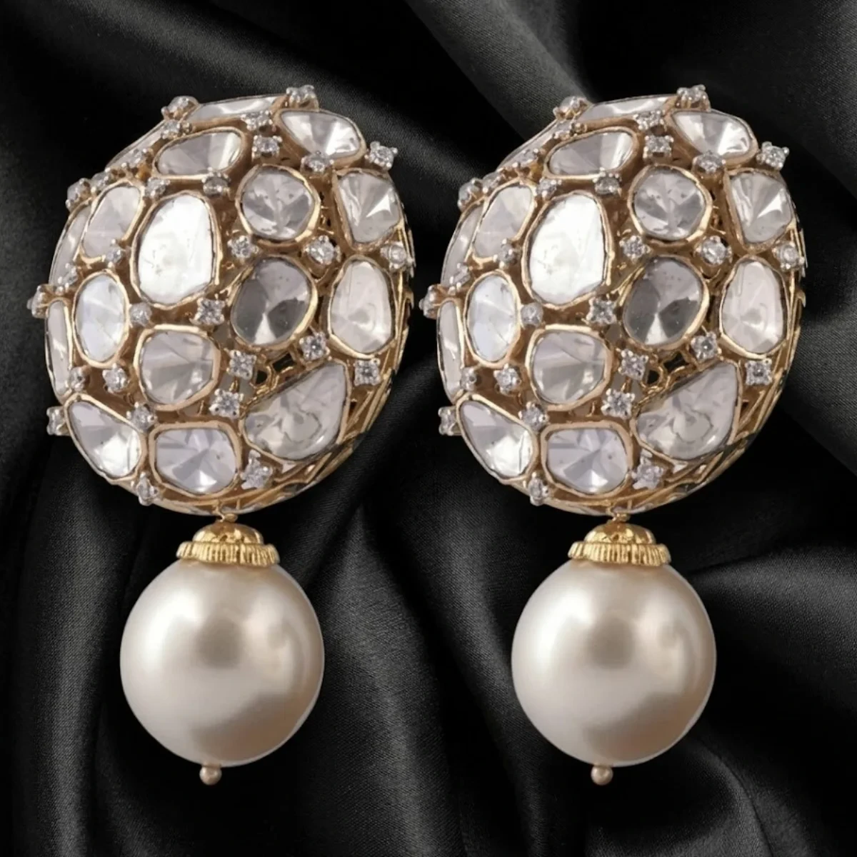 Polki Pearl Earrings