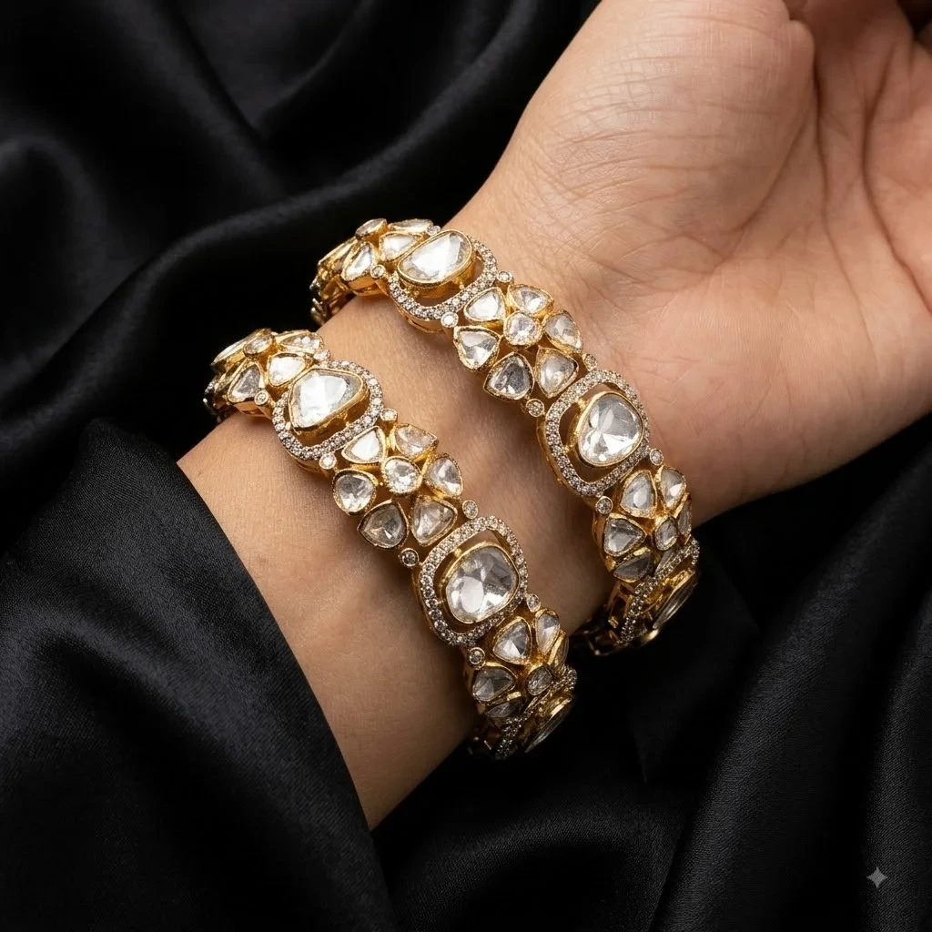 Royal Gold Diamond Floral Bangles