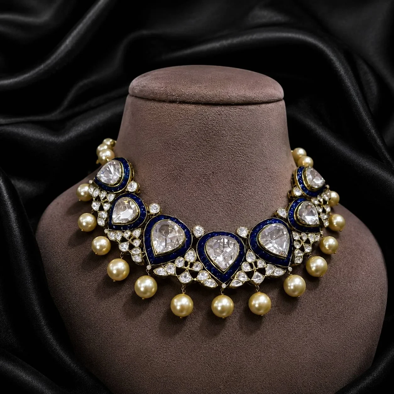Traditional Blue Polki Bridal Necklace