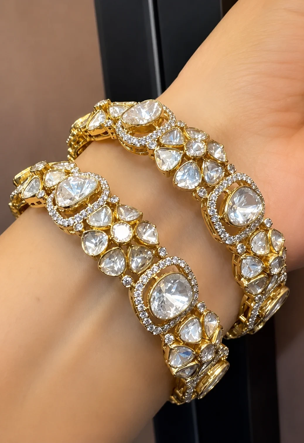 Royal Gold Diamond Floral Bangles