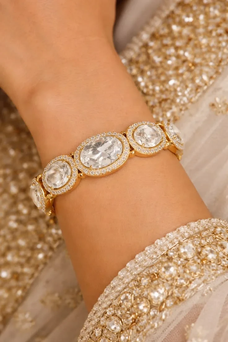 Designer Gold Diamond Polki Bracelet