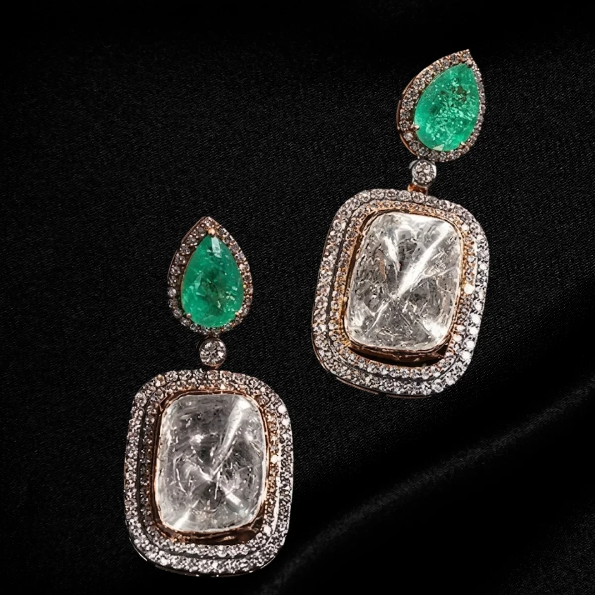 Emerald Polki Earrings