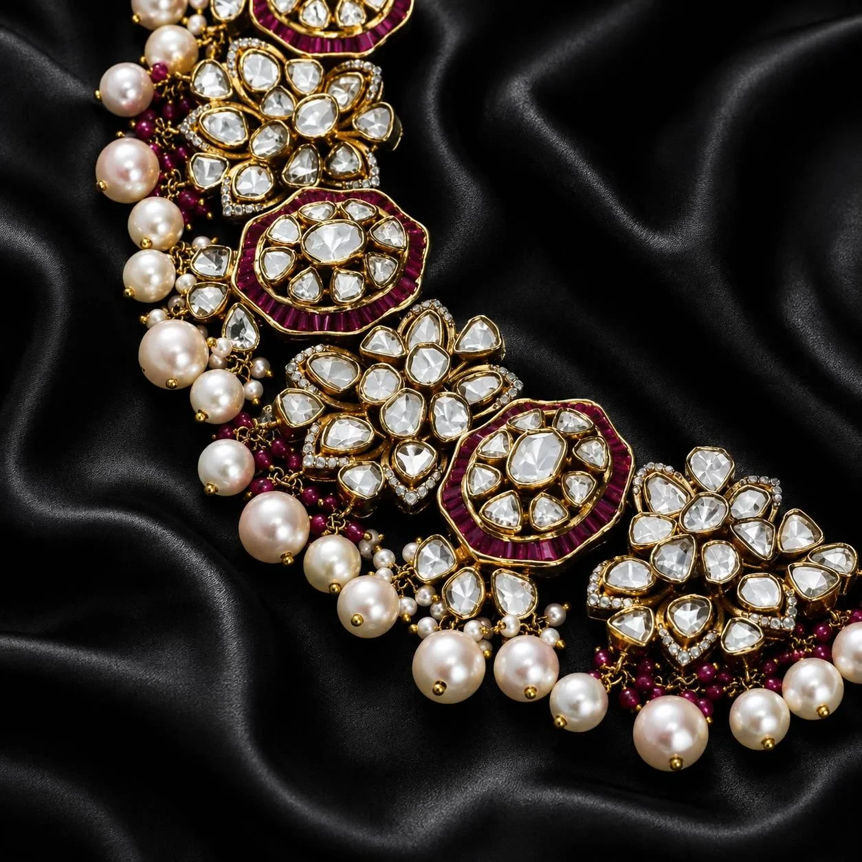 Royal Floral Polki Pearl Necklace