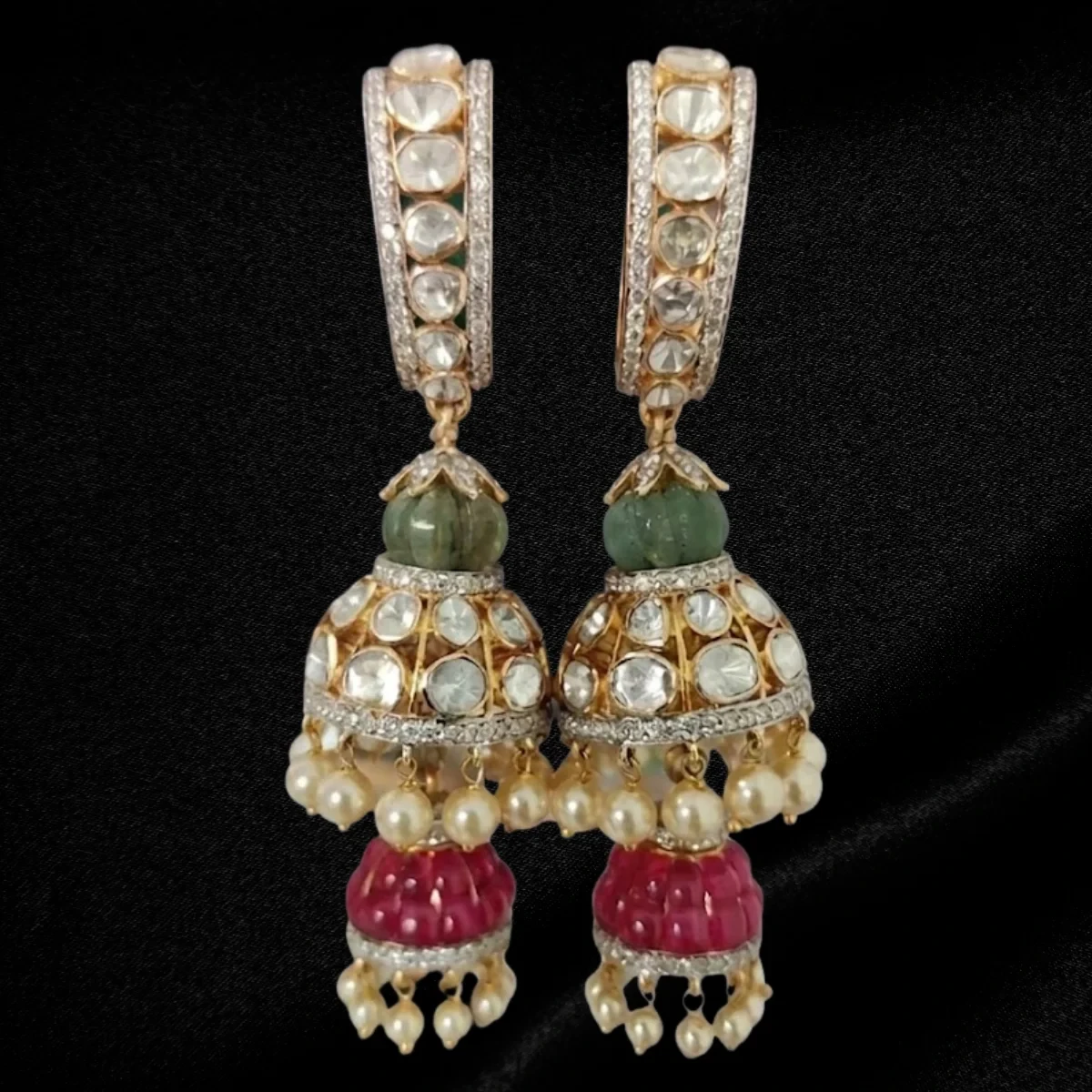 Designer Polki Jhumka Earrings for Women