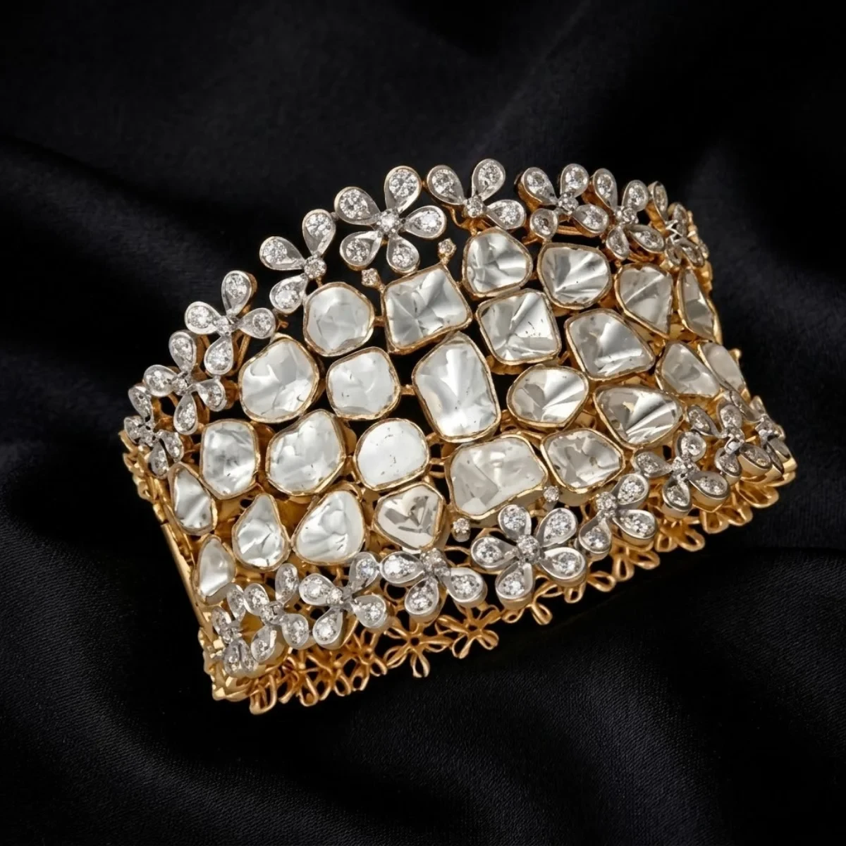 Royal Kundan Polki Cuff Bracelet