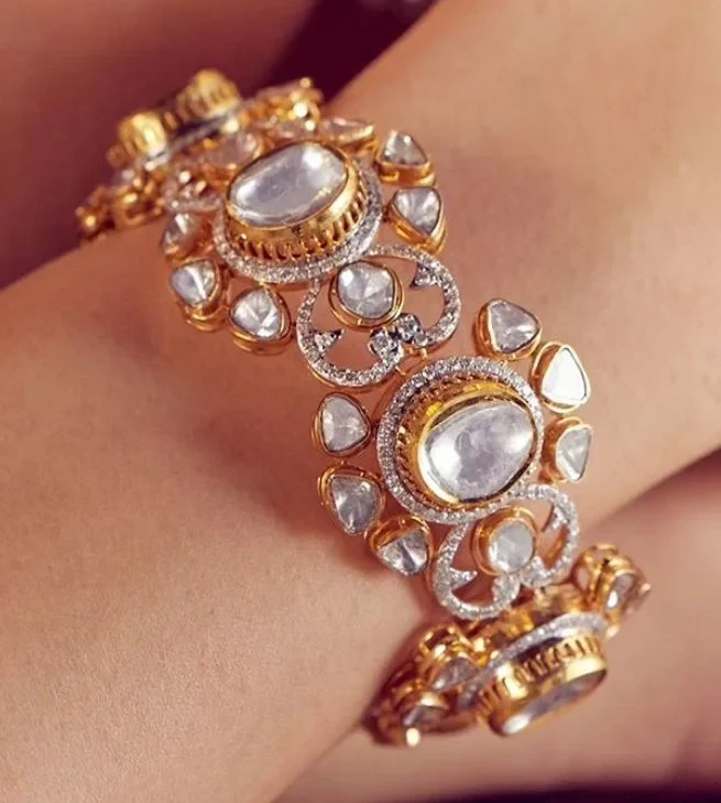 Gold & Diamond Polki Bracelet for Women
