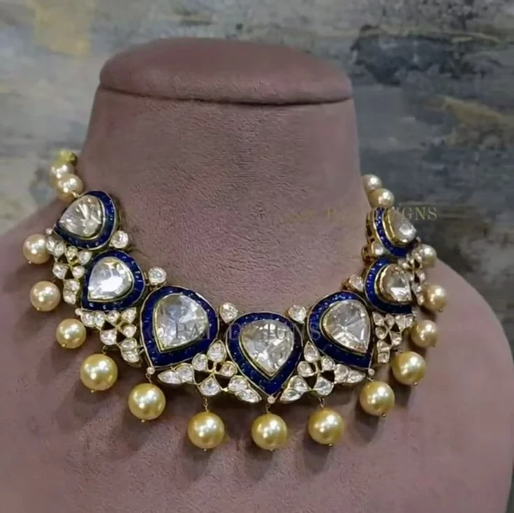 Traditional Blue Polki Bridal Necklace