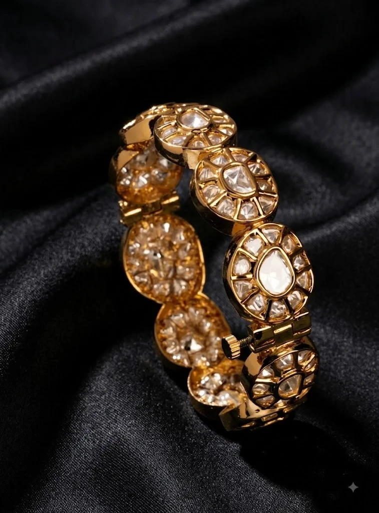 Traditional Polki Diamond Gold Bangles