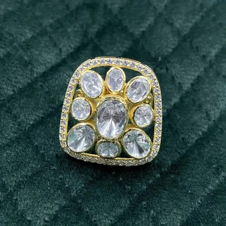 Luxury Oval Polki Statement Ring