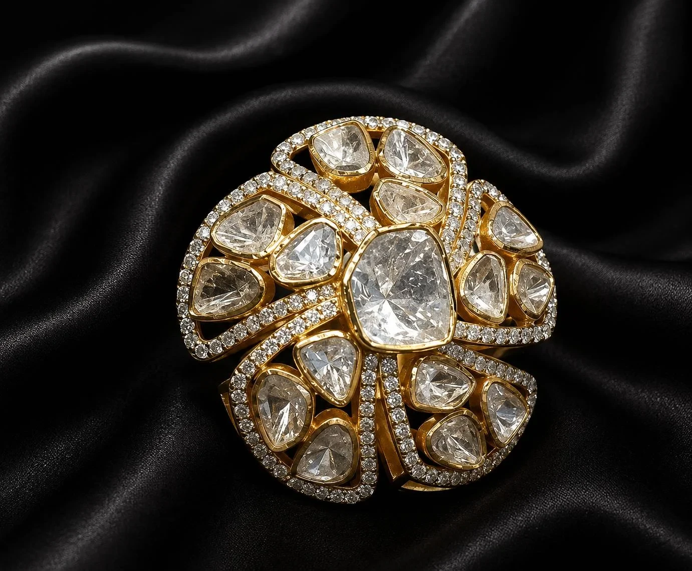 Designer Read Polki Diamond Ring