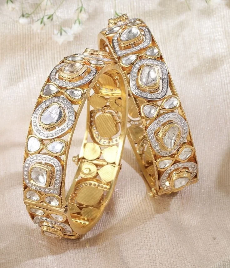 Premium Uncut Gold Diamond Polki Bangles