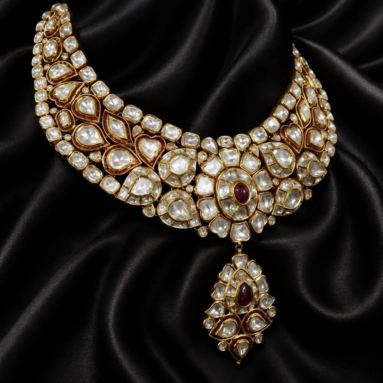 Royal Ruby Floral Polki Necklace