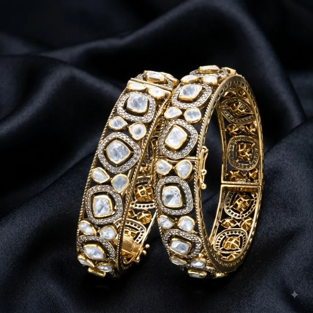 Bridal Polki Diamond Designer Bangles