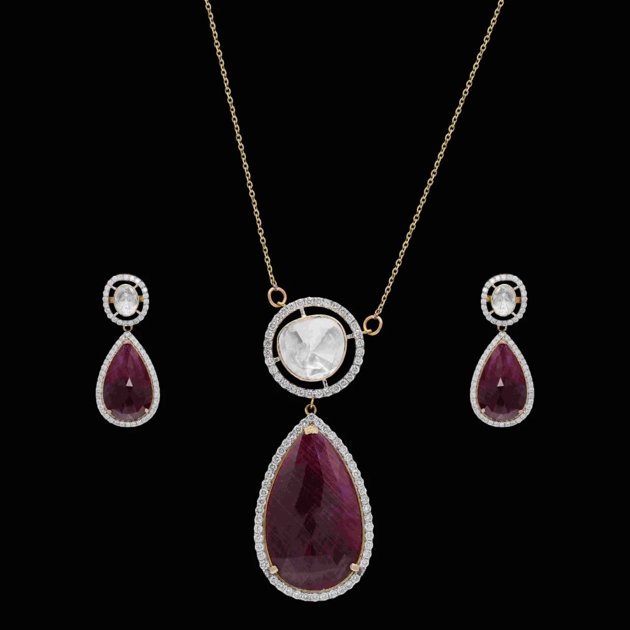 Natural Ruby Set with Polki