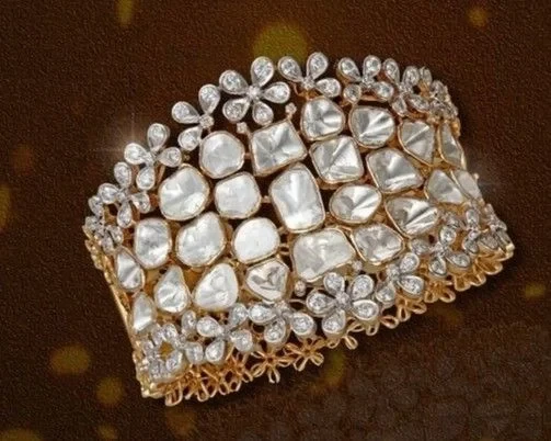 Royal Kundan Polki Cuff Bracelet