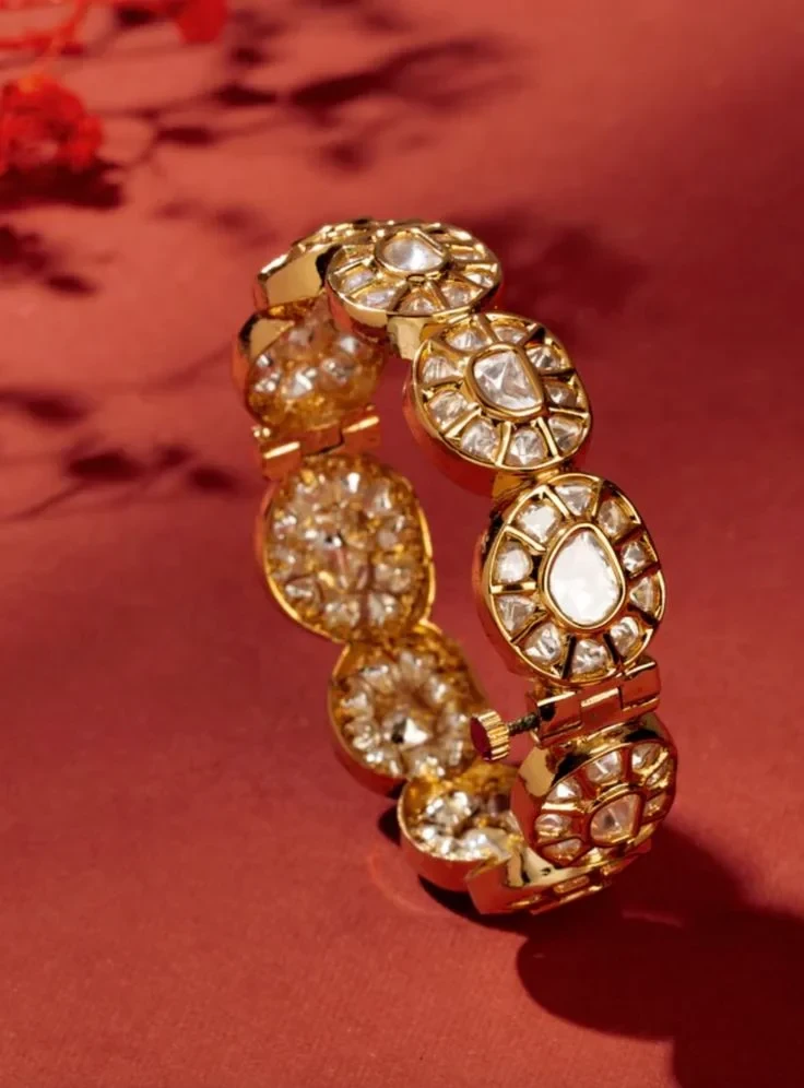 Traditional Polki Diamond Gold Bangles