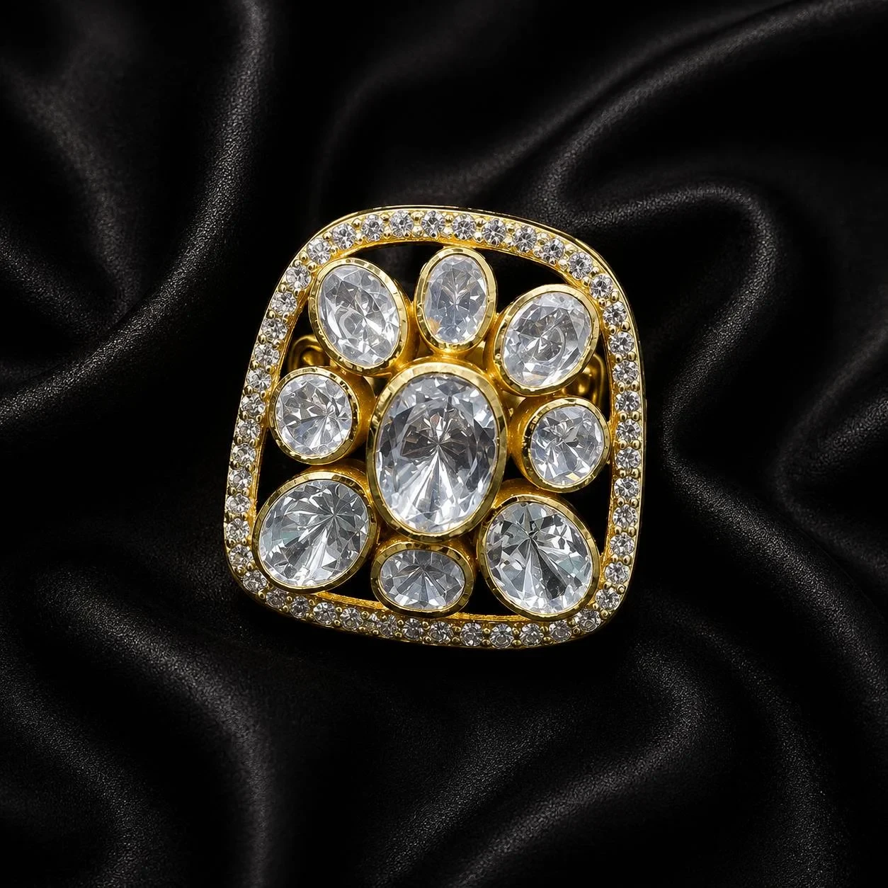 Luxury Oval Polki Statement Ring