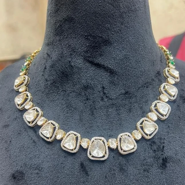 Pear Shape Polki Halo Necklace